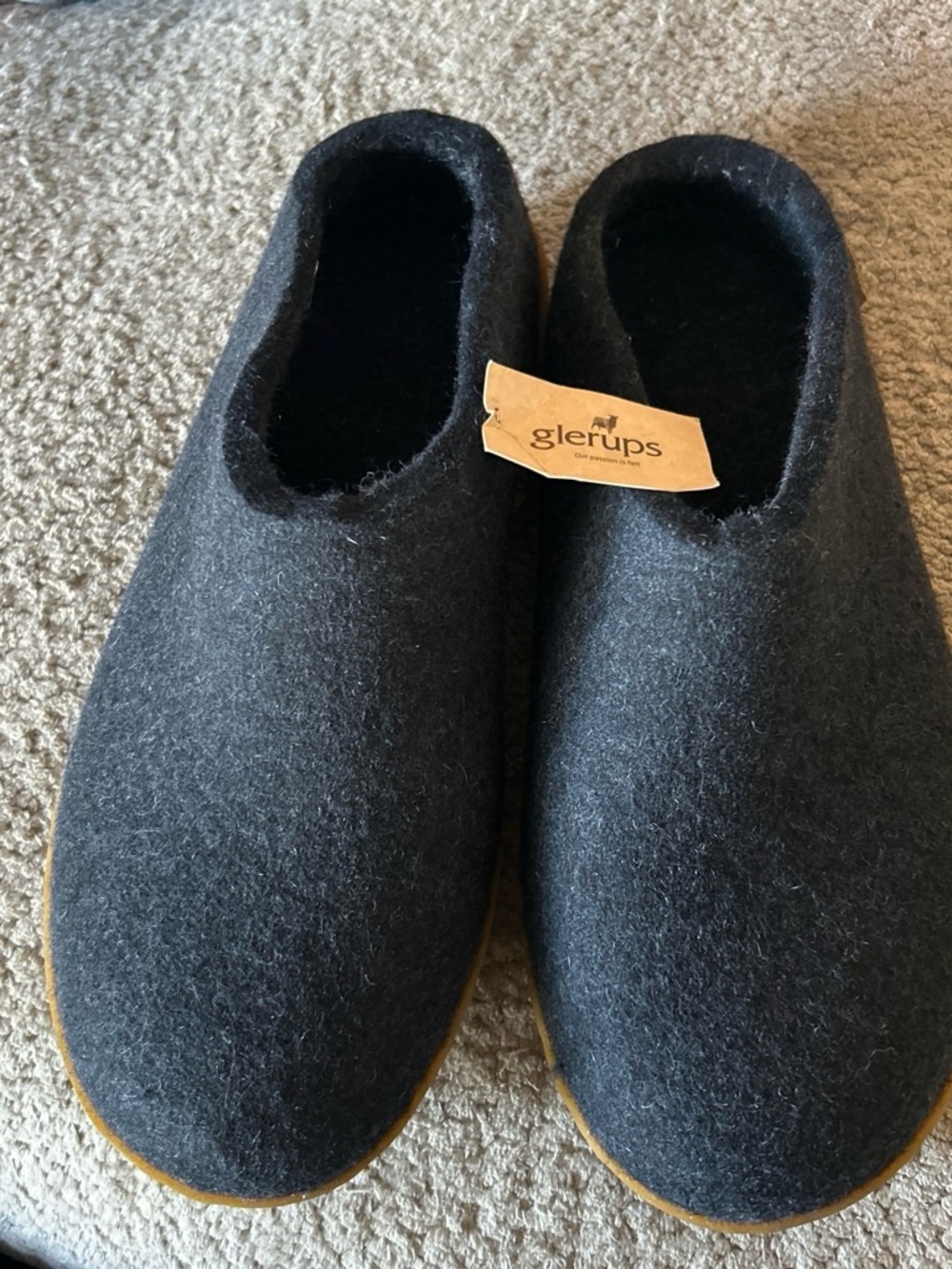 Glerups Men’s Charcoal Felt Slip-On Loafers